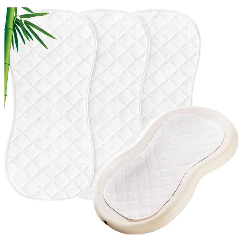 3 Pack Quilted Changing Pad Liner, Reusable Pads- White